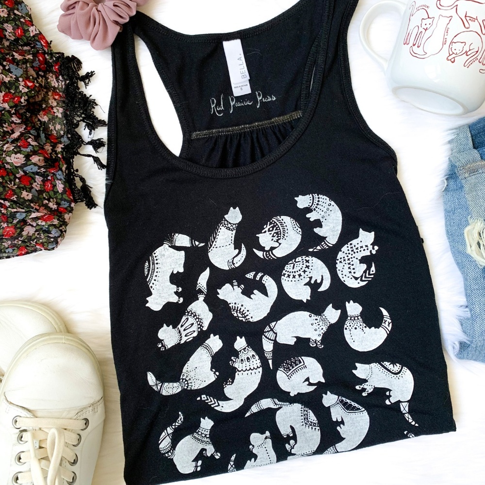Black Cat Print Tank